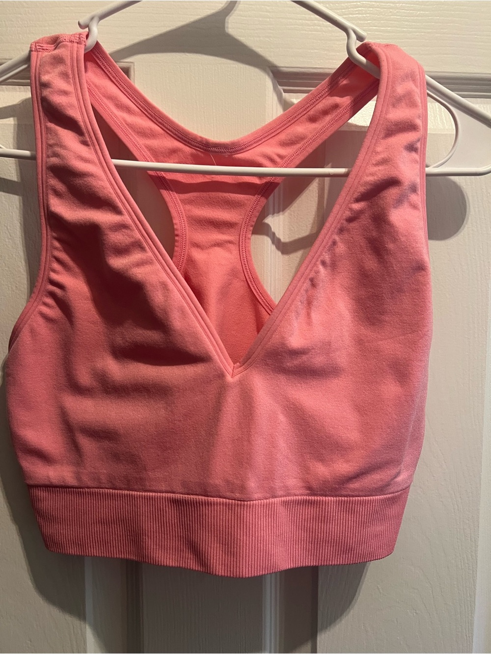 PINK Victoria's Secret Coral Pink V-Neck Racerback Sports Bralette